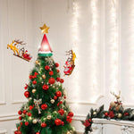 puntale a forma di slitta di Babbo Natale con renne con movimento, luce e musica