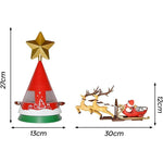 puntale a forma di slitta di Babbo Natale con renne con movimento, luce e musica