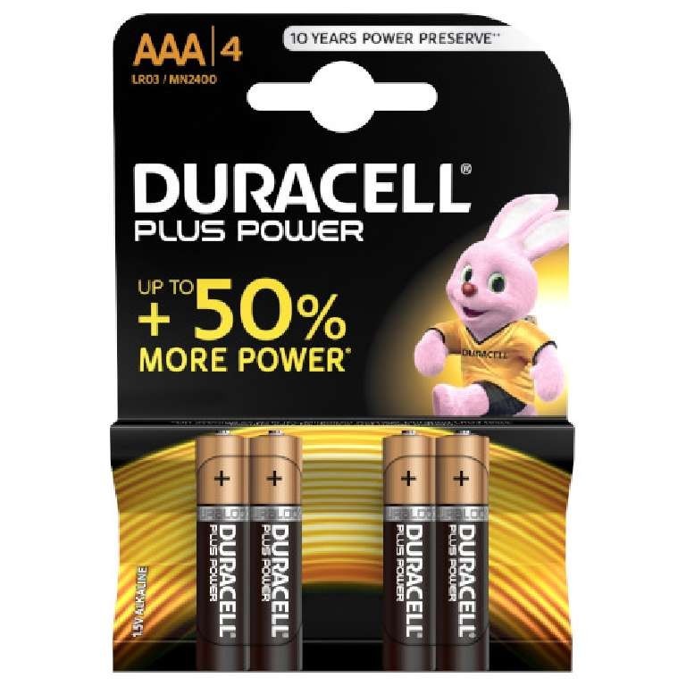 Batterie ministilo AAA alcalina Duracell 1.5V Plus Power 4pz