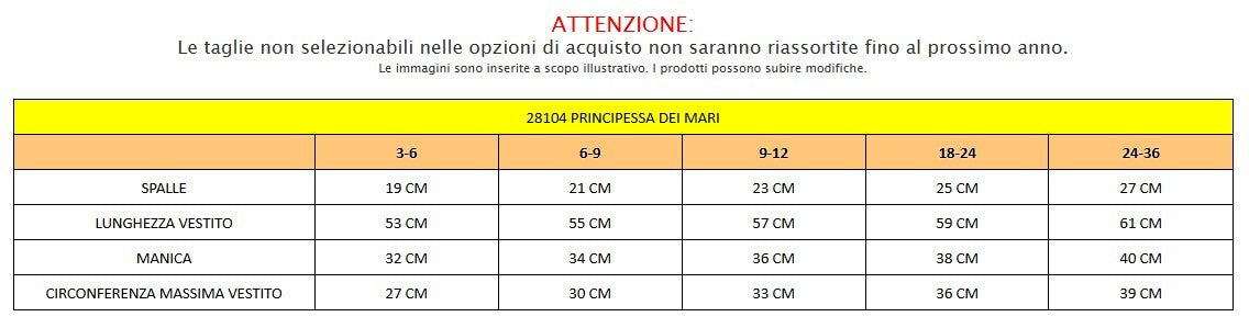Costume di Carnevale Principessa dei Mari bambina 3-24 mesi