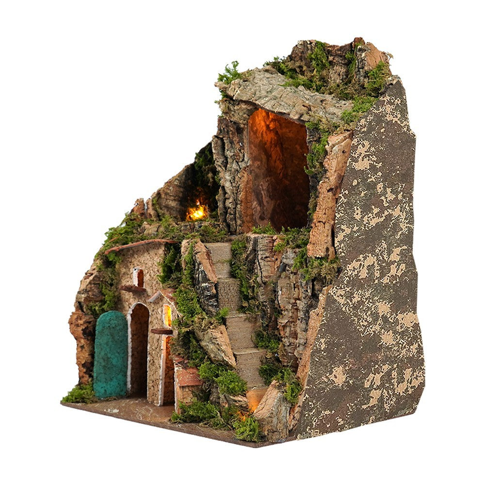 Presepe a collinetta con capanna 20X15X26