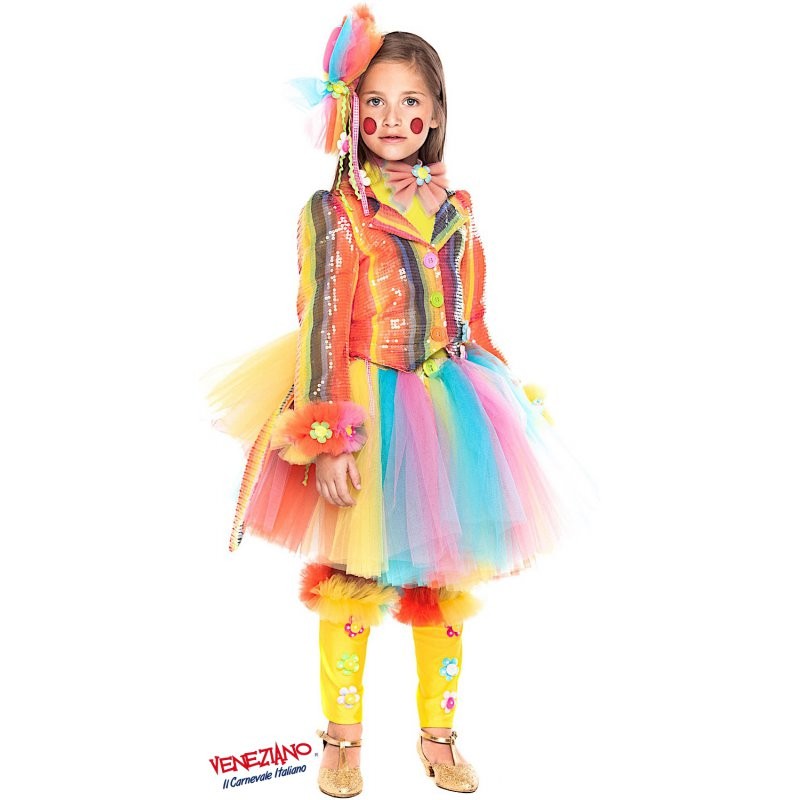 Costume vestito di carnevale Pagliaccetta prestige da 7 a 10 anni