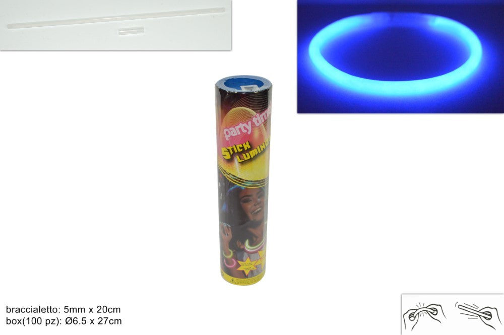 Regalino fine festa Box Starlight braccialetti luminosi fluorescenti Blu 100Pz