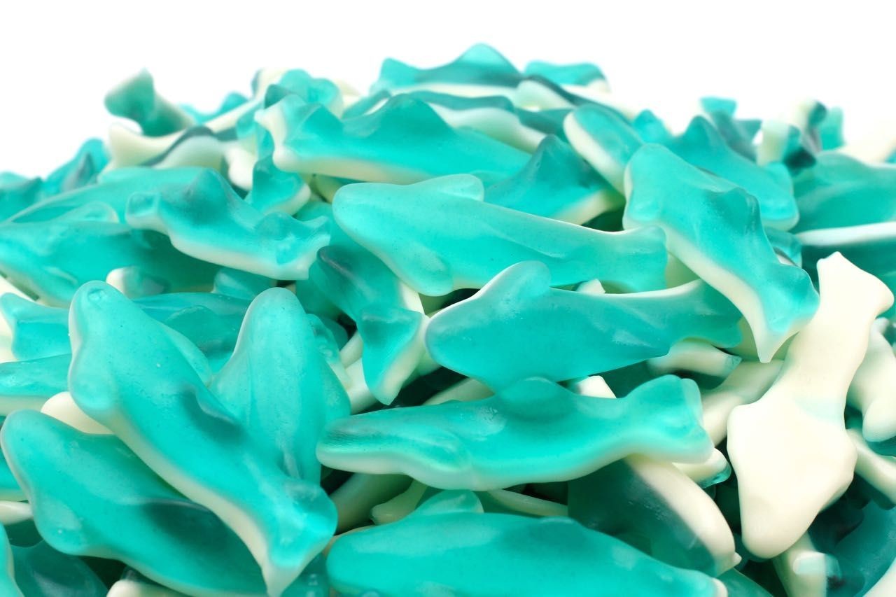 Squali azzurri Gelco caramelle gommose sfuse in confezione da 2 kg. Gommosi luci