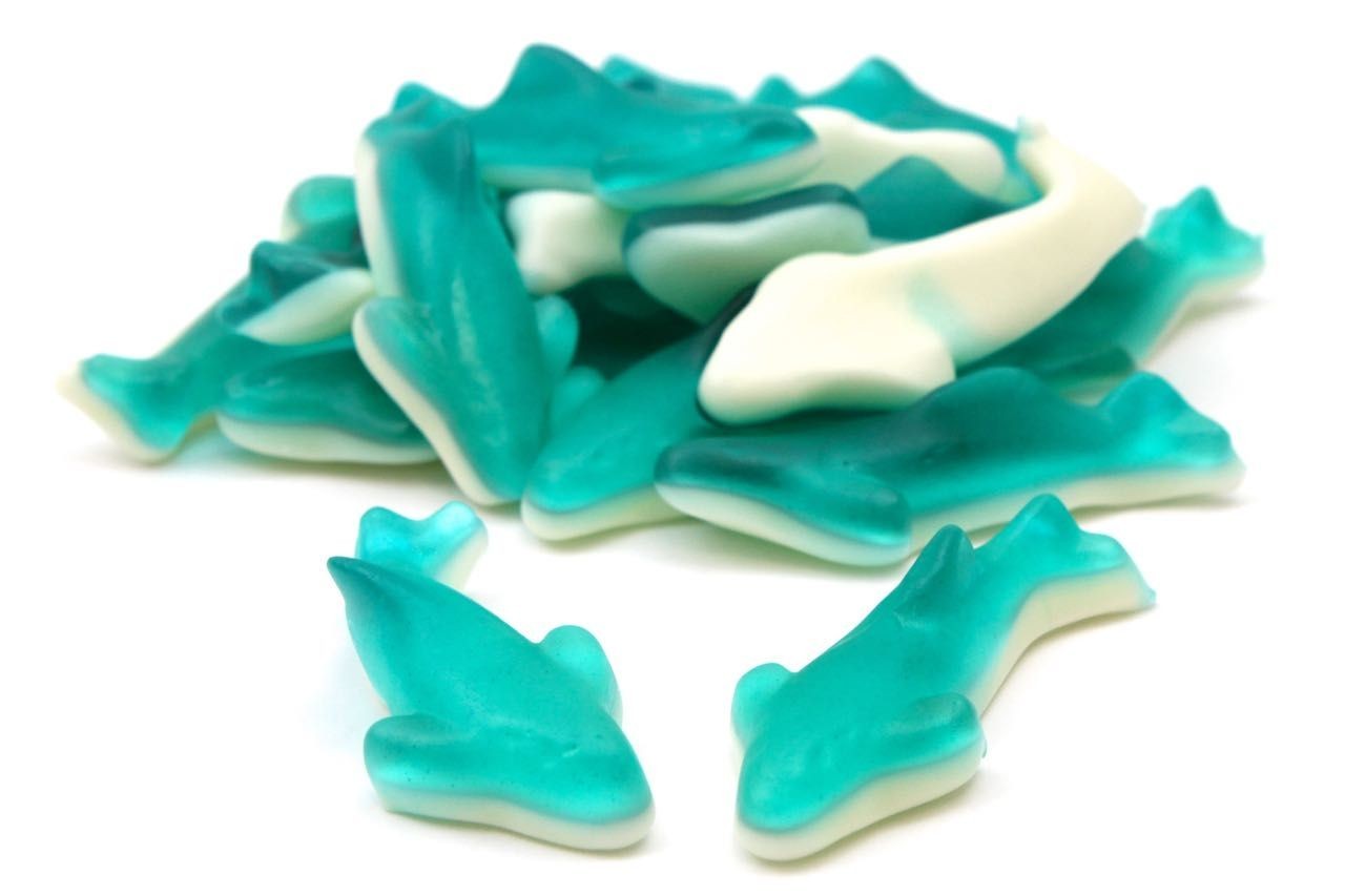Squali azzurri Gelco caramelle gommose sfuse in confezione da 2 kg. Gommosi luci