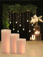 Set 3 colonne in carta Bianche richiudibili con LED h 60 - 80 - 100 cm