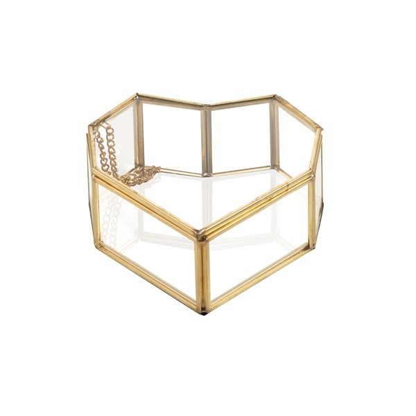 HEART BOX   15*15* H 6 CM METAL GOLD