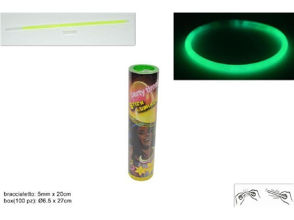 Regalino fine festa Box Starlight braccialetti luminosi fluorescenti Verde 100Pz