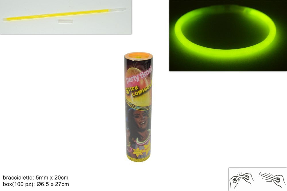 Regalino fine festa Box Starlight braccialetti luminosi fluorescenti Giallo 100P