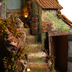 Presepe 24x38x47 cm con mulino a vento e luci artigianale