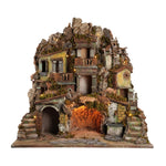Presepe con fontana e luci e mulino 65x45x70 cm