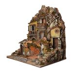 Presepe con fontana e luci e mulino 65x45x70 cm