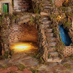 Presepe paesaggistico 82x63 con forno, mulino e paniere