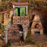 Presepe paesaggistico 82x63 con forno, mulino e paniere