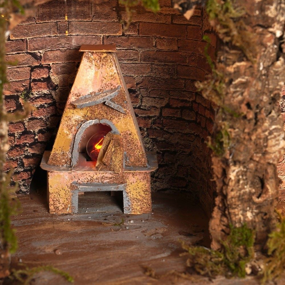 Presepe paesaggistico 82x63 con forno, mulino e paniere