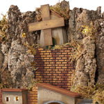 Presepe paesaggistico napoletano con cascata macina e mulino H72 L100 P70 cm