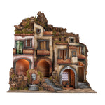 Presepe borgo con fontana e cucina 84x61x88 cm pastori 10