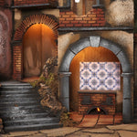 Presepe borgo con fontana e cucina 84x61x88 cm pastori 10