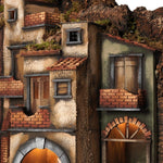 Presepe borgo con fontana e cucina 84x61x88 cm pastori 10