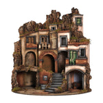 Presepe borgo semicircolare 84x60 con fontana e cucina
