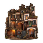 Presepe borgo semicircolare 84x60 con fontana e cucina