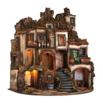 Presepe borgo semicircolare 84x60 con fontana e cucina
