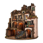 Presepe borgo semicircolare 84x60 con fontana e cucina