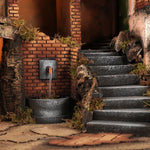 Presepe borgo semicircolare 84x60 con fontana e cucina