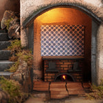 Presepe borgo semicircolare 84x60 con fontana e cucina