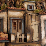 Presepe borgo semicircolare 84x60 con fontana e cucina