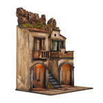 Presepe casolare napoletano 50x40x70 cm con luci e forno