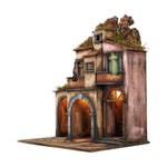 Presepe casolare napoletano 50x40x66 cm con luci e cucina