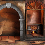 Presepe casolare napoletano 50x40x66 cm con luci e cucina