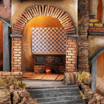 Presepe casolare 84x61x88 cm con luci e fontana presepe classico