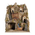 Presepe cascata e cucina 44x50x58 cm per pastori 10 cm