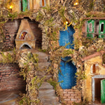 Presepe paesaggistico napoletano artigianale con luci e cascata 70x60x60 cm