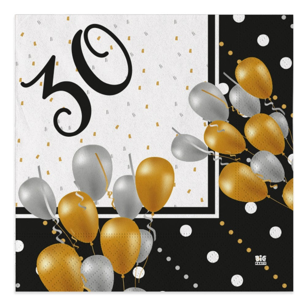 Tovaglioli di carta 33x33cm 30 Anni Compleanno Prestige 20pz