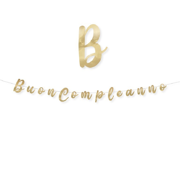 Festone Scritta Italic Buon Compleanno Oro Metallizzato cm 300x15