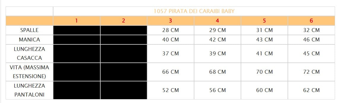 Costume vestito di carnevale Jack pirata dei caraibi bambino 3-6 anni