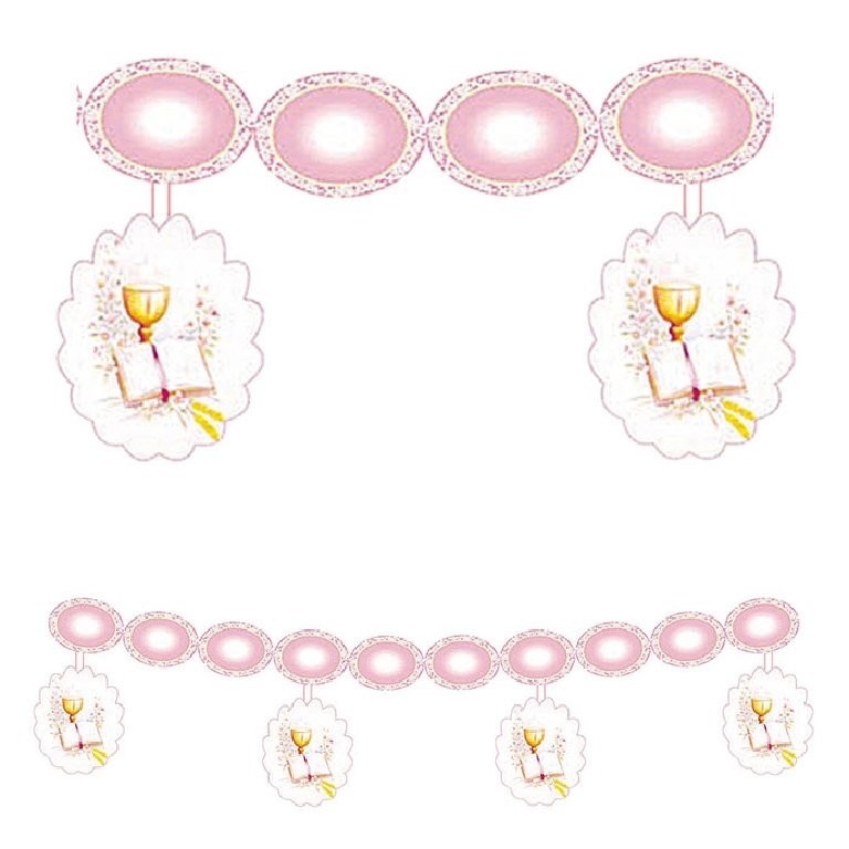 Festone Prima Comunione Rosa con Pendenti