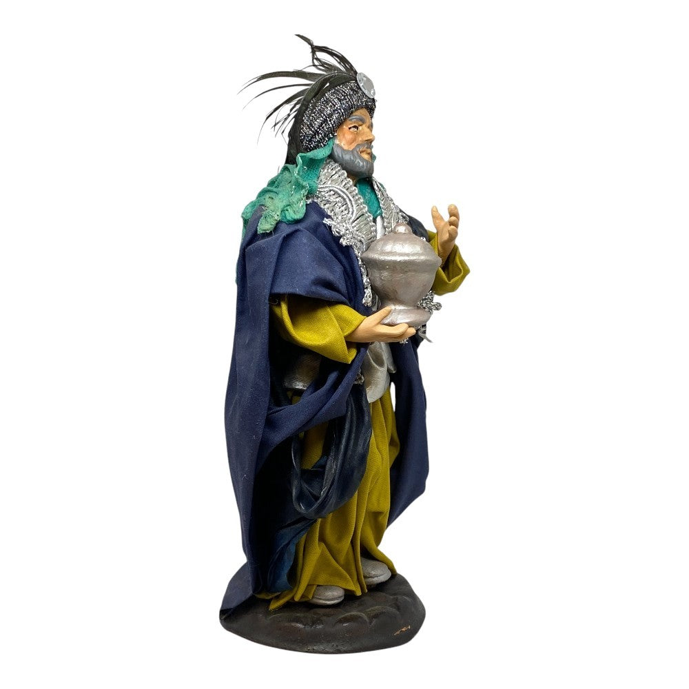 Pastore statuina Re Magio Bianco 18 cm di terracota vestito