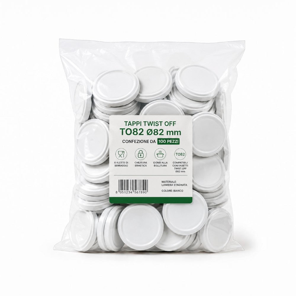 Tappo per barattoli in vetro 82 mm per conserve idonei alla bollitura