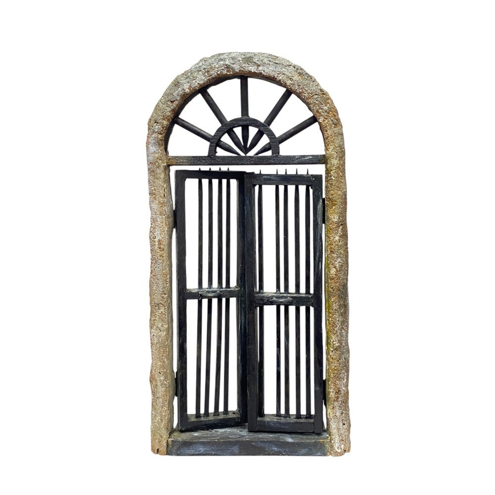 Portone effetto pietra e ferro 19x39x6 per statue da 20 - 22 cm