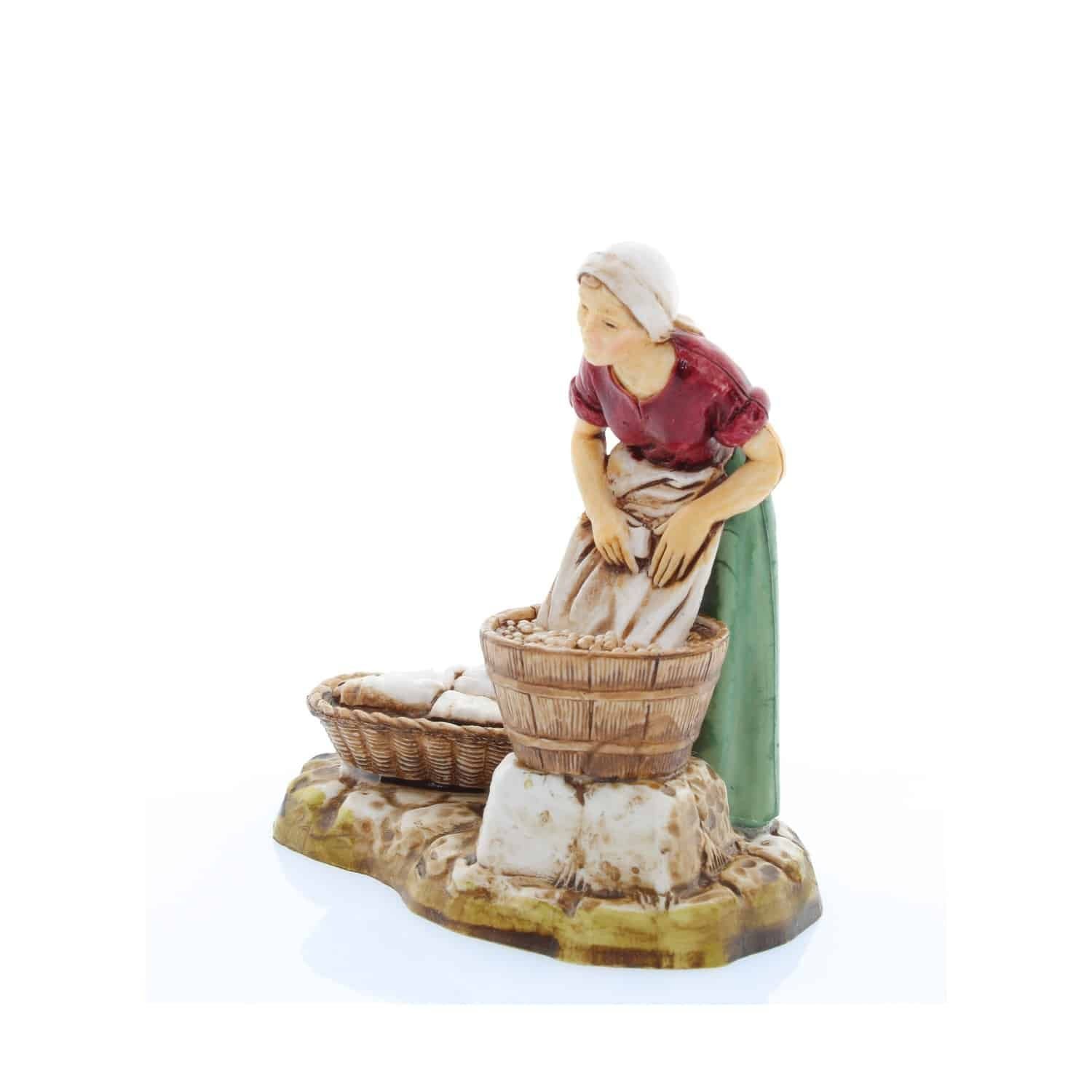 Pastore statuina Lavandaia 10 cm di plastica stile 700 Moranduzzo per presepe