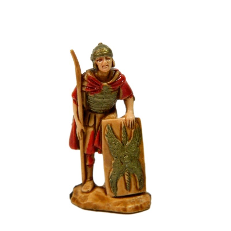 Pastore statuina Soldato Romano con scudo 3,5 cm di plastica Moranduzzo