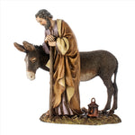 Pastore statuina Moranduzzo S.Giuseppe 20 cm con asino in resina per presepe