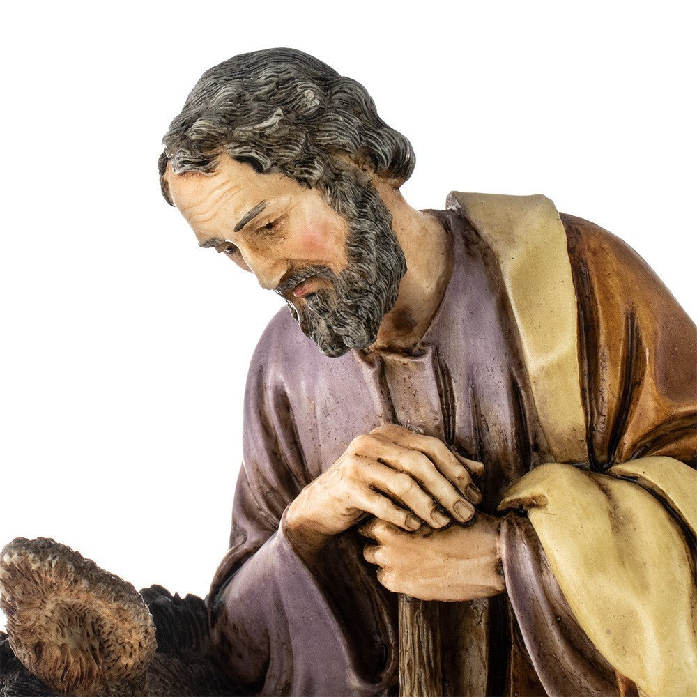 Pastore statuina Moranduzzo S.Giuseppe 20 cm con asino in resina per presepe