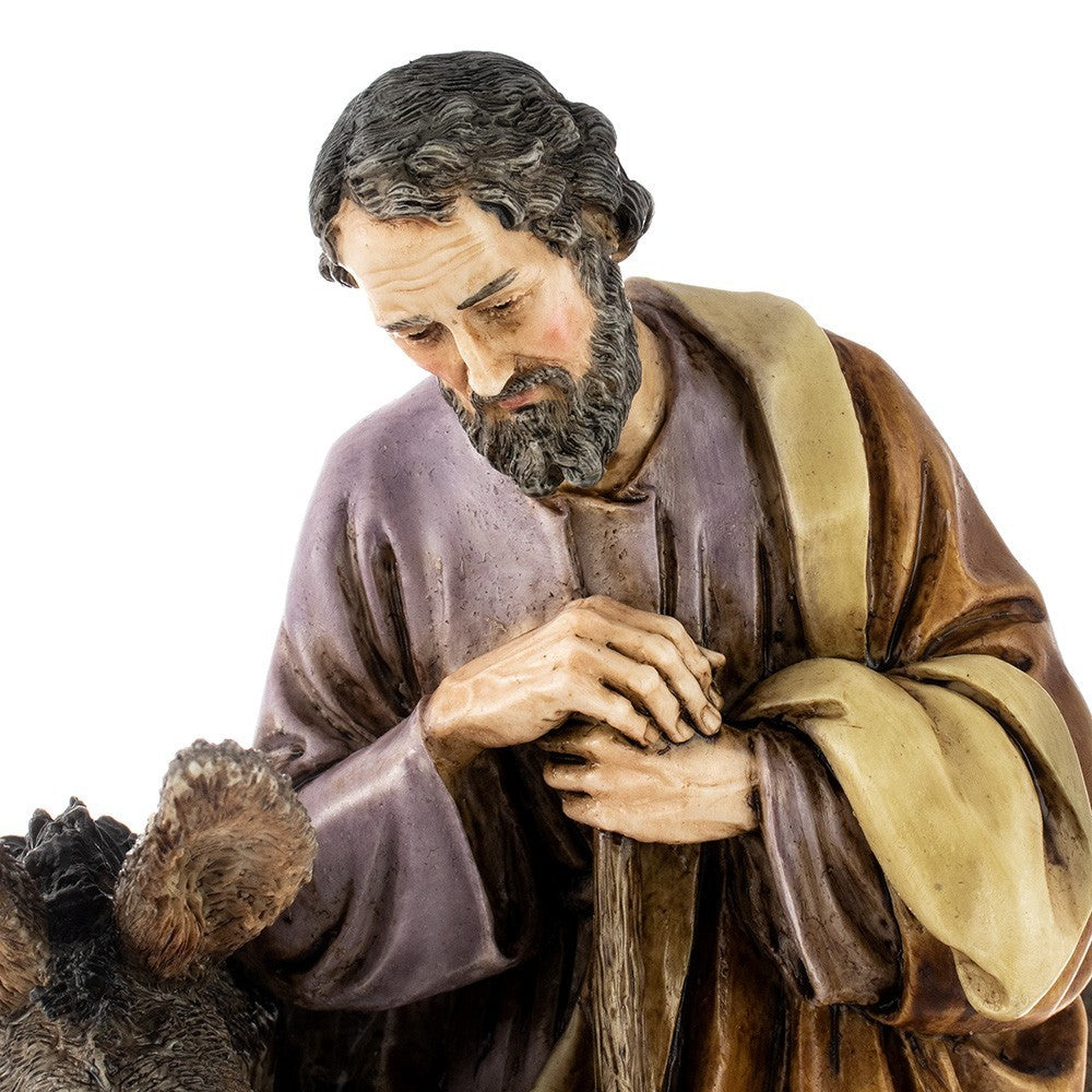 Pastore statuina Moranduzzo S.Giuseppe 20 cm con asino in resina per presepe