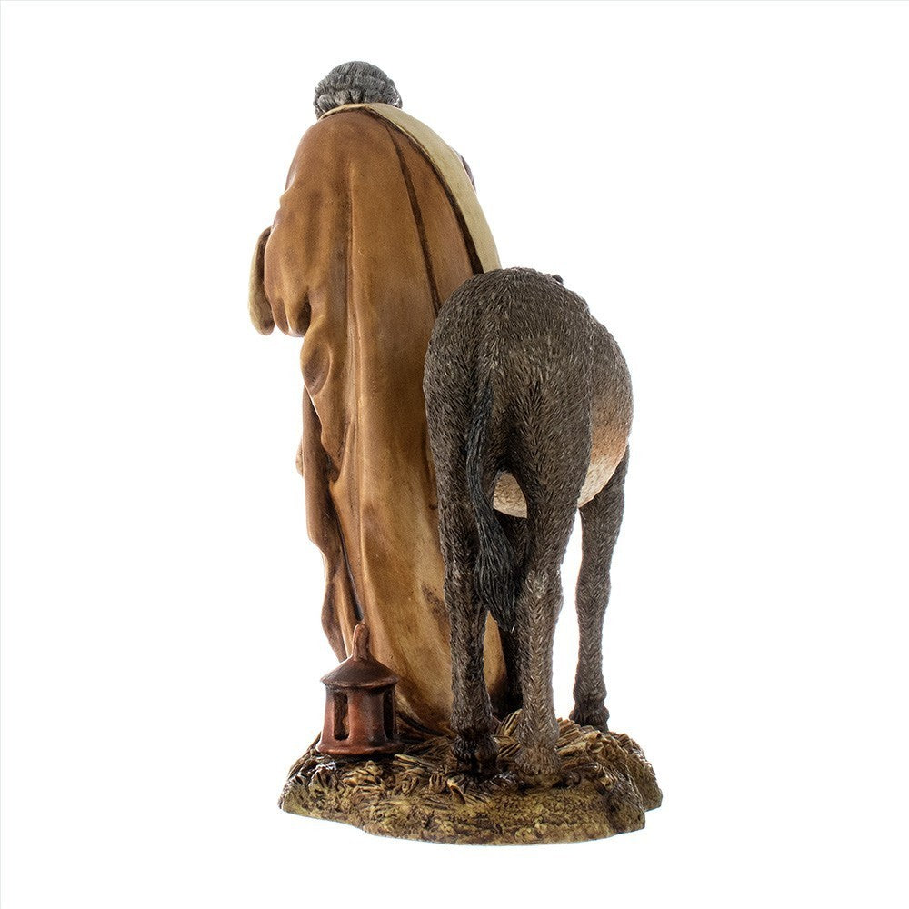Pastore statuina Moranduzzo S.Giuseppe 20 cm con asino in resina per presepe