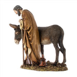 Pastore statuina Moranduzzo S.Giuseppe 20 cm con asino in resina per presepe